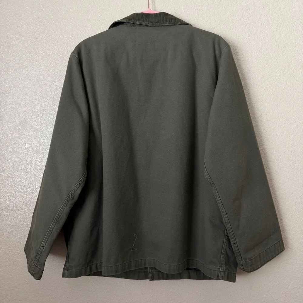 Vintage LL Bean Kids Removable Sherpa Lined Barn Coat Canvas Jacket Green XL
